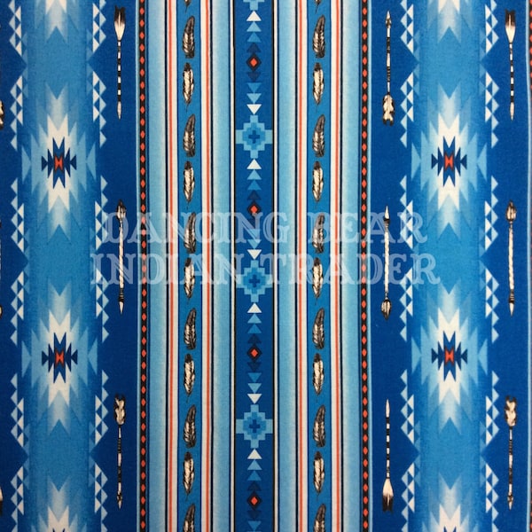 Elizabeth Studios Native Pattern Stripe Feather Blue 1 yarda 100% algodón tejido
