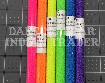 Japanese 8/0 Neon Matte bead set, 6 colors - UV Reactive