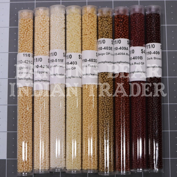 Set di perline giapponesi 11/0 toni marroni opachi e lucenti Tubi pieni di 9 colori