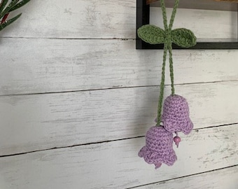 car hanging plant, flower car hanging plant, crochet flower, crochet hanging plant, car mirror hanging, hanging car accessories, crochet