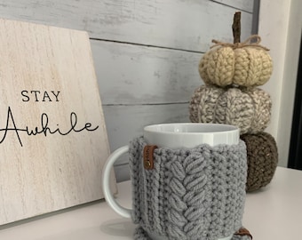 Handmade Crochet Mug Cozy and Coaster Set: Acrylic Yarn