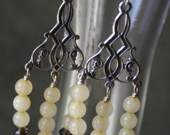 Yellow Jade Art Nouveau Earrings