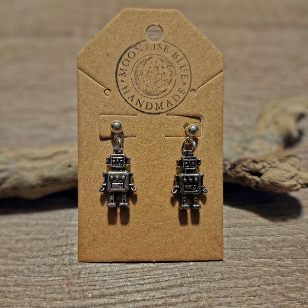 Silver Mr. Roboto Stud DangleEarrings