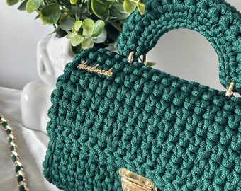 crochet bag, clutch ,bags for women, Girls Mini Bag for Summer, Knitted Shoulder Bag, Top Handle Capri Bag, Woven Evening Bag, Stylish bag