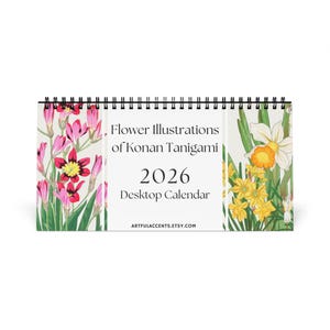Flower Illustrations 2026 Desk Calendar, Japanese Artist, Botanical Art