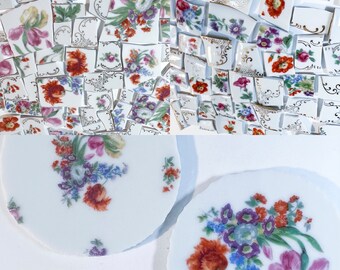 Huge Lot Floral Plates Mosaic Tiles Broken China