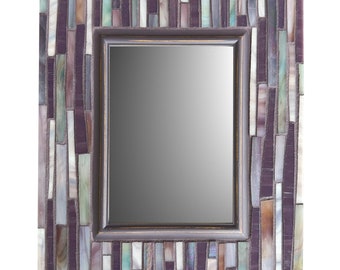 Purple Modern Glass Mosaic Mirror Mosaic Picture Frame, Art for Small Spaces