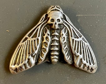 The Death Head Moth Brooch. Made from fine silver with lots of detail! Silver Brooch.