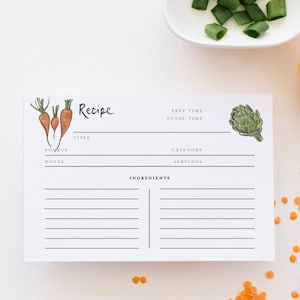 Légumes - Livre de cartes de recettes