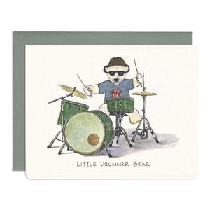 Drummer Bear Holiday Card: Music Lover Greeting