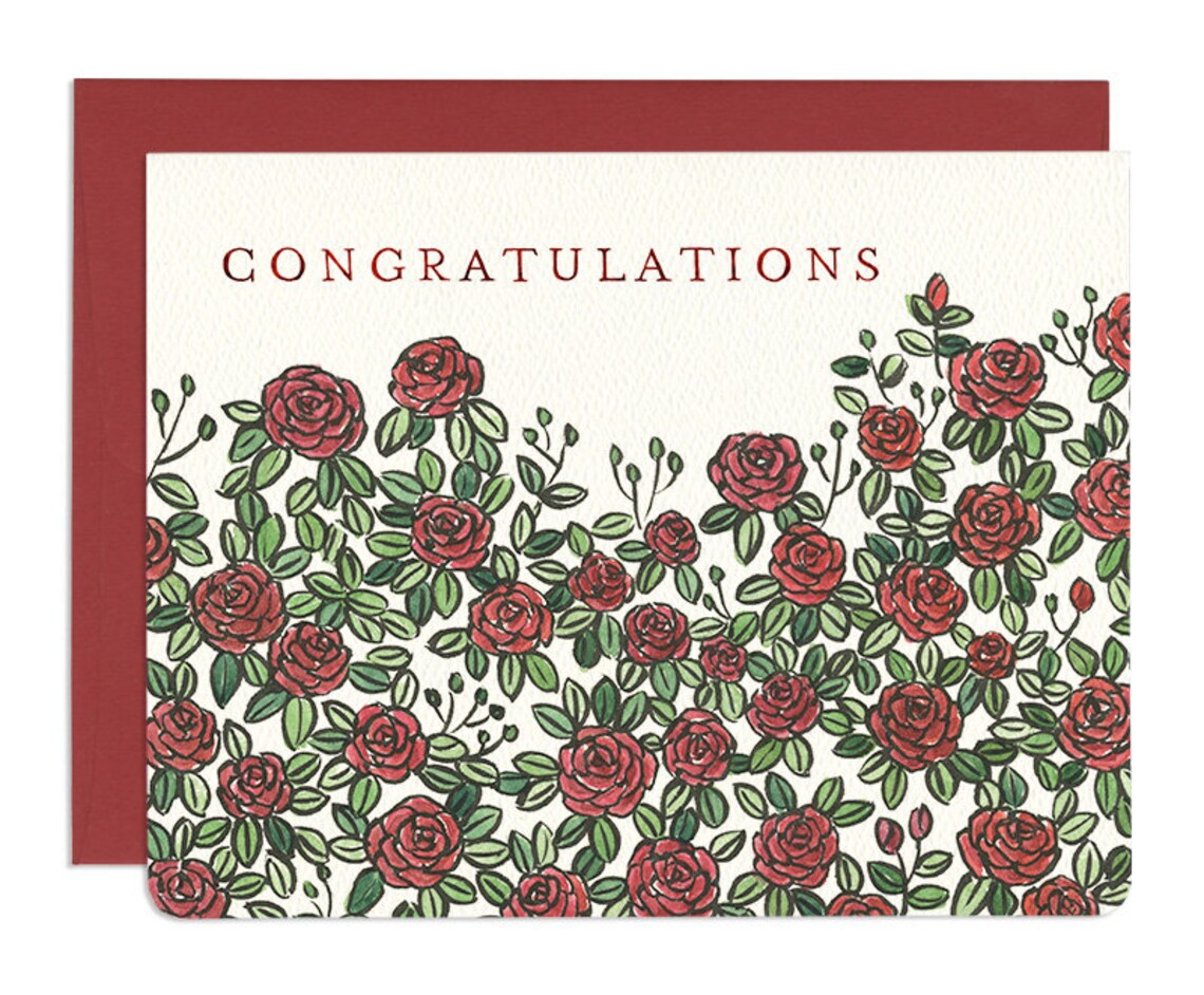 Roses Congratulations Card Etsy