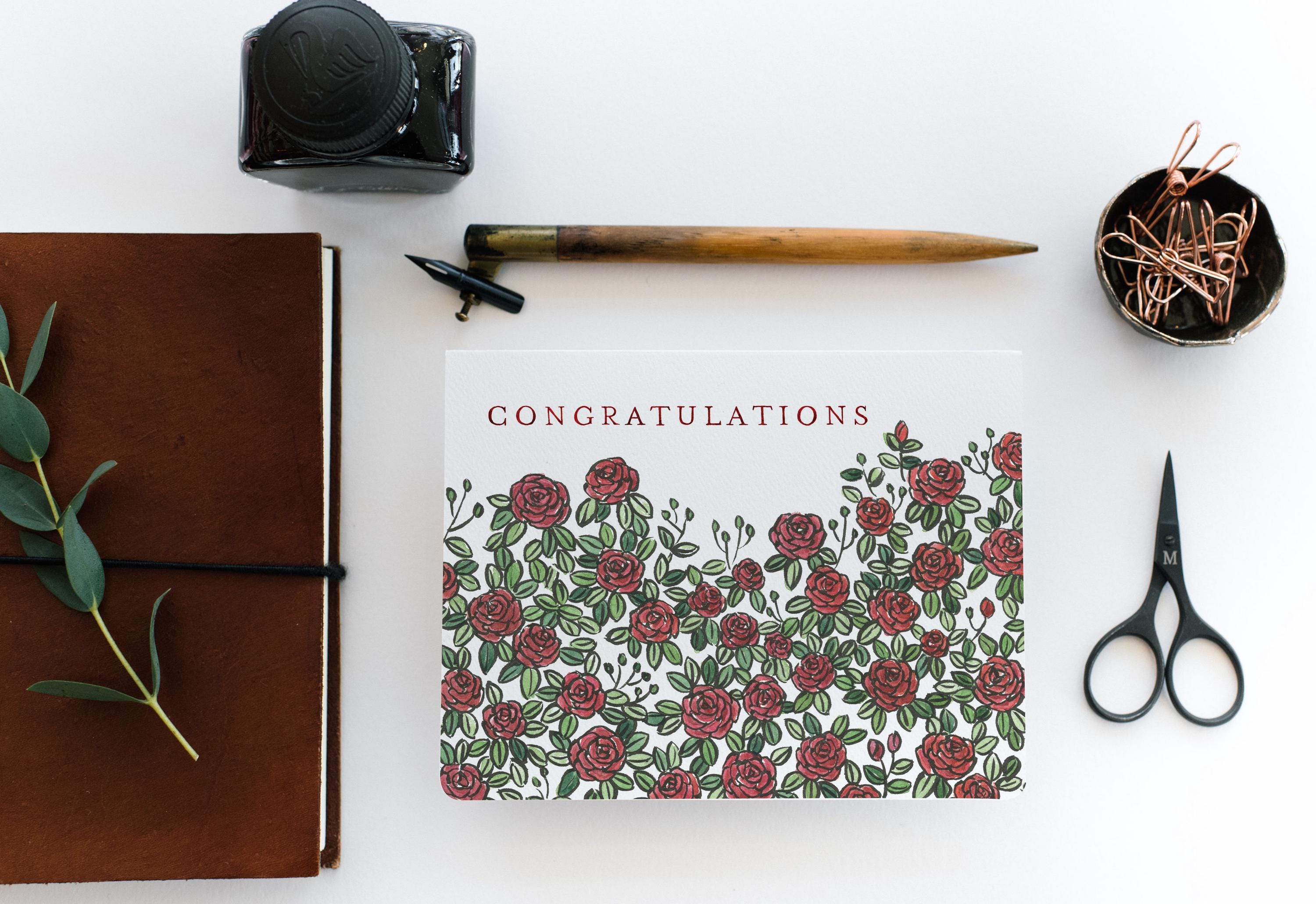 Roses Congratulations Card - Etsy