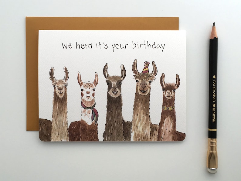 Llama Birthday Card // Cute and Funny Alpaca Inspired Birthday Card image 2