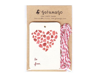 Sakura Heart Gift Tags, Set of 10