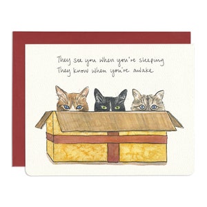 Cartes pour les Fêtes Chats dans une boîte - Fête amusante