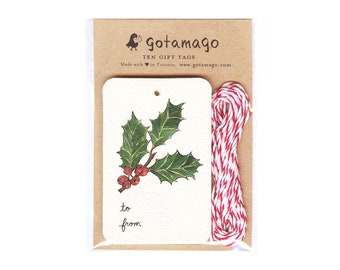 Holly Gift Tags - Set of 10