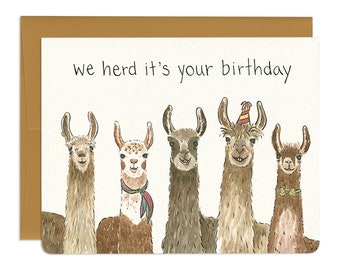 Llama Birthday Card // Cute and Funny Alpaca Inspired Birthday Card