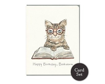 Bookworm - Birthday Card Set of 6