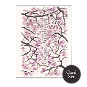 Congratulations Sakura - Cherry Blossom Card Set of 6