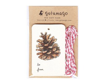 Pinecone Gift Tags, Set of 10