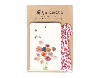 Poppies Gift Tags, Set of 10