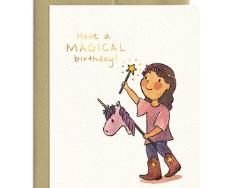 Magical Birthday - Unicorn Blank Greeting Card