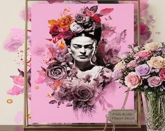 Pink Abstract Feminine Office Art,Printable Minimalist Wall Art,Neutral Frida Kahlo,(Digital Download)