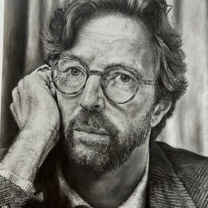 Hand drawn portrait of Eric Clapton