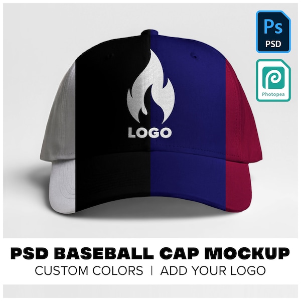 Colorful Baseball Cap | Photoshop PSD Mockup |  Realistic Textures and Lighting  | Product Photography | High Resolution 300 dpi | Customize