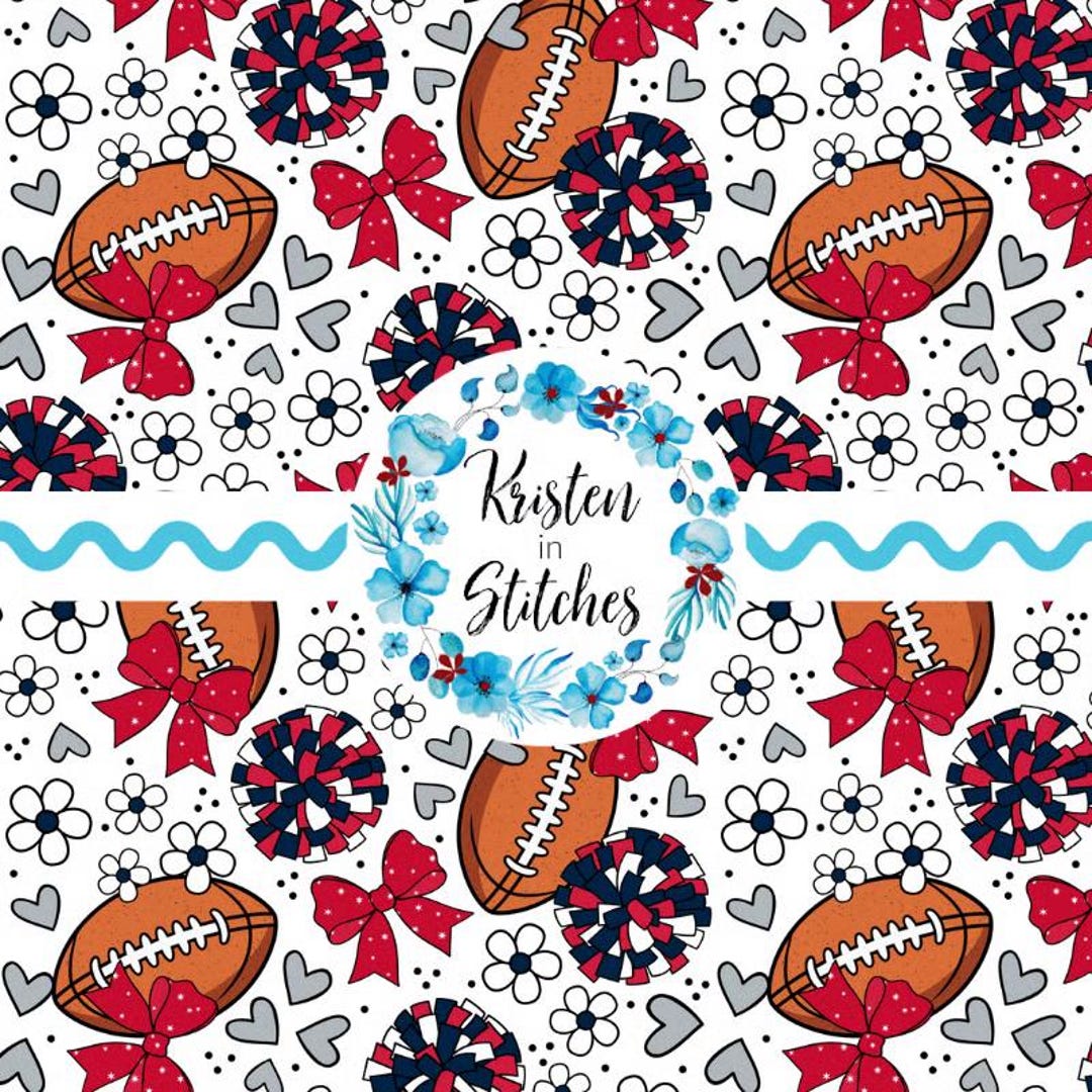Footballs and Cheer Bows Floral Seamless Pattern, Digital File, Instant ...