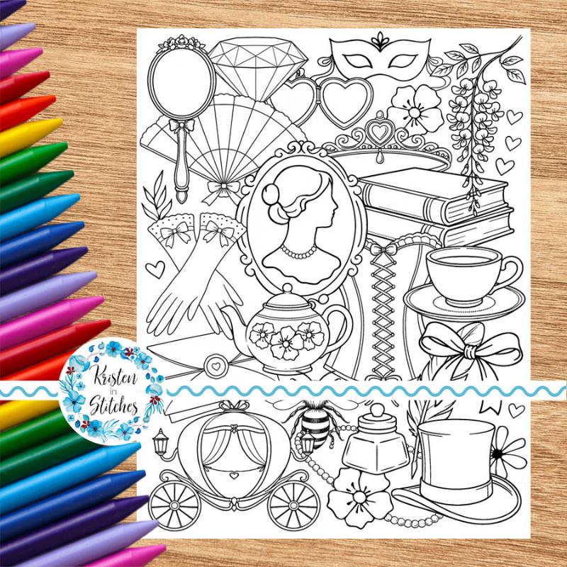 Regency Coloring Patterns Regency Era Coloring Page, Printable 8.5x11 PDF PNG, Digital Download ...