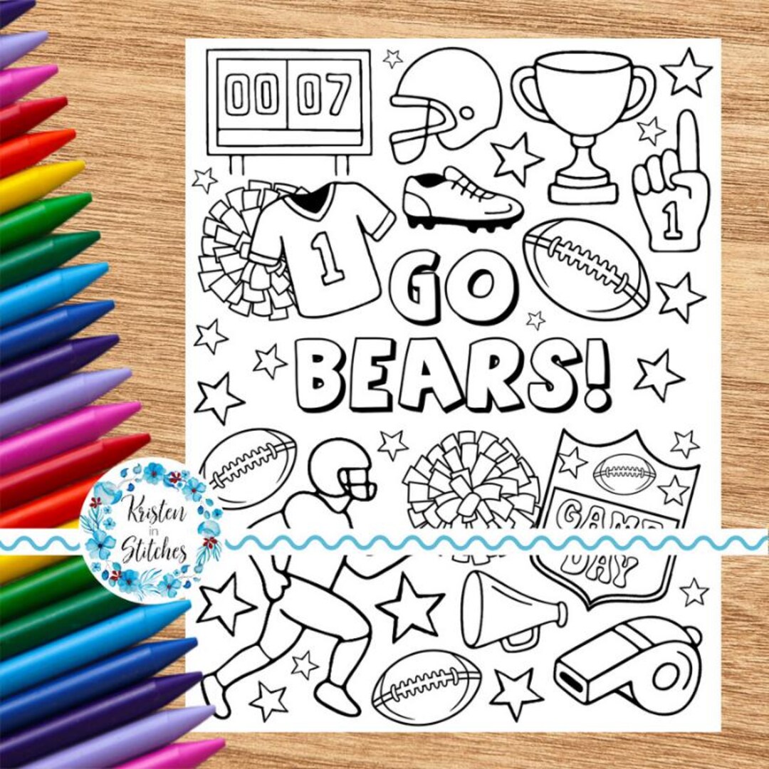 Go Team Color Page Go Bears! Football Team Coloring Page, Printable 8.5x11 PDF PNG ...
