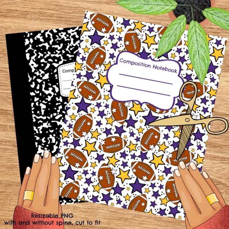 Composition Notebook Cover, Printable Resizable PNG, Back to School ...