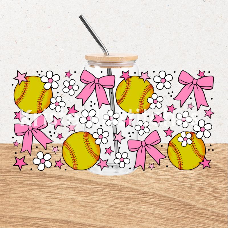 Softball Girl 16 Oz Glass Can Wrap, Transparent Printable PNG, Libbey ...