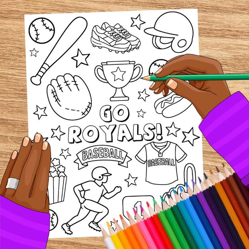 Go Team Color Page Go Royals! Baseball Team Coloring Page, Printable 8.5x11 PDF PNG ...