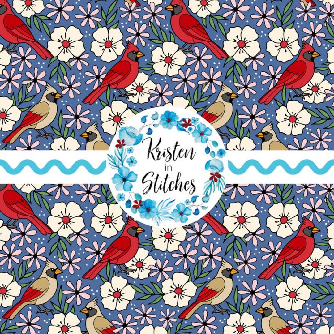 Cardinal Bird Floral Seamless Pattern, Digital File PNG, Instant ...