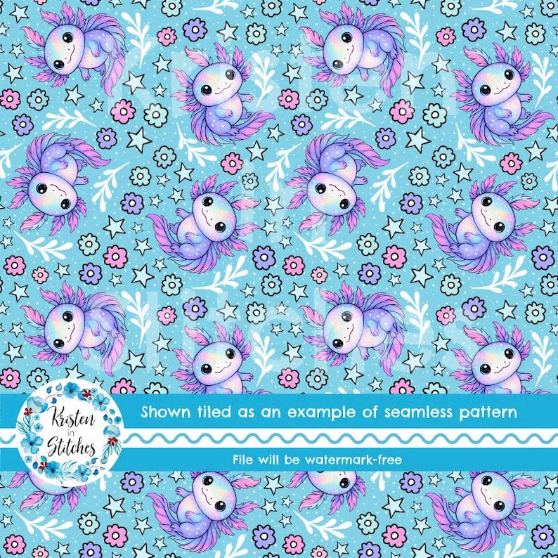 Axolotl Galaxy Seamless Pattern, Digital File, Instant Download ...