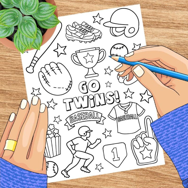 Go Team Color Page Go Twins! Baseball Team Coloring Page, Printable 8.5x11 PDF PNG ...