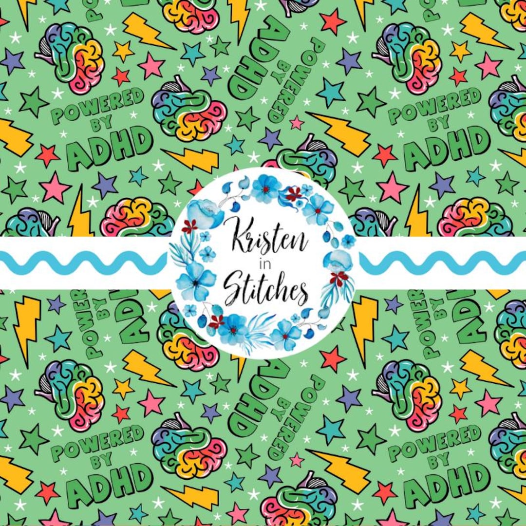 Powered by ADHD Seamless Pattern, Digital File, Instant Download ...