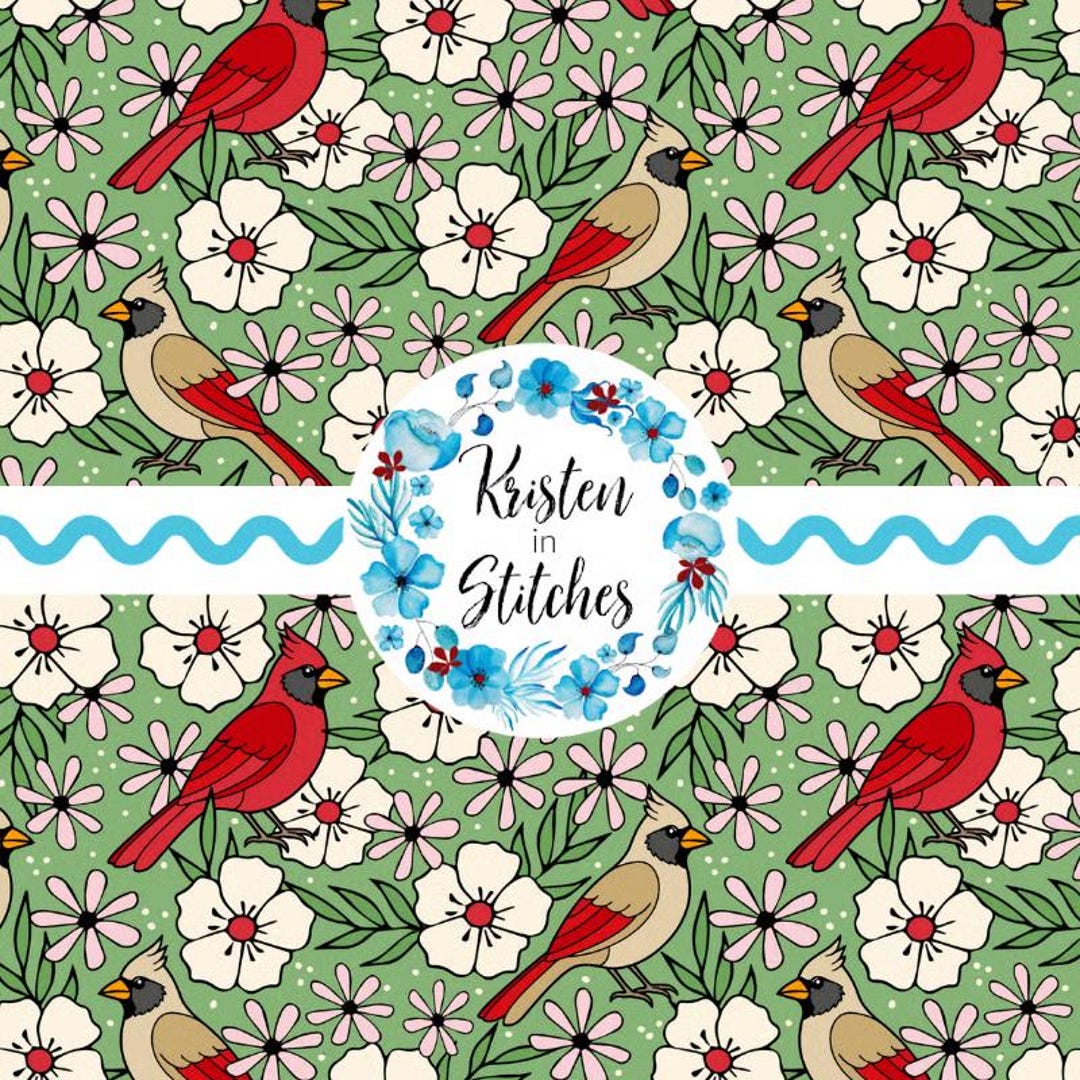 Cardinal Bird Floral Seamless Pattern, Digital File PNG, Instant ...