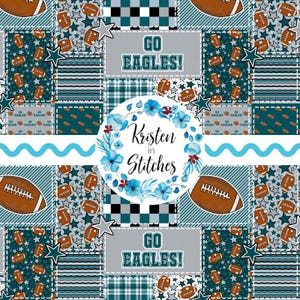 Fotbollslapptäcke sömlöst mönster, PNG digital fil, utskrivbart papper, Philadelphia Eagles färger, midnattsgrönt silver, höstsportsäsong
