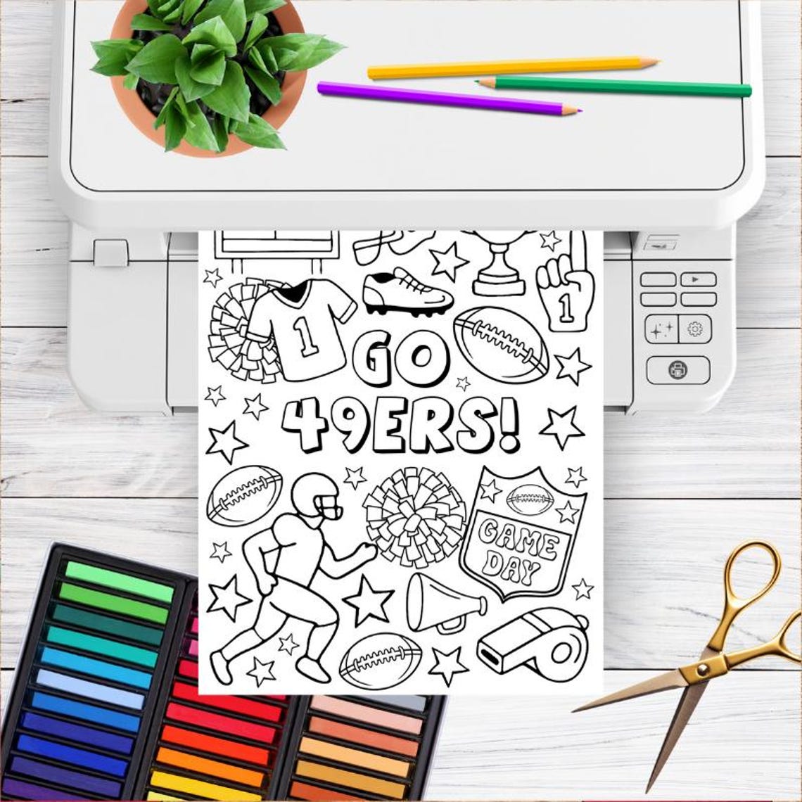 Go 49ers! Football Team Coloring Page, Printable 8.5x11 PDF PNG ...