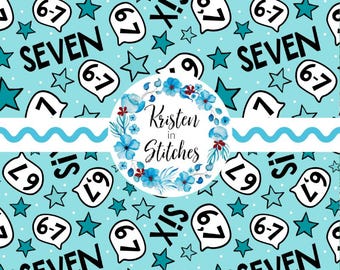 67 Six Seven Seamless Pattern, Digital File, Instant Download, Printable Paper, Teen Tween Sayings, Meme Humor, Funny Kids 6 7 Numbers