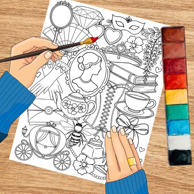 Regency Coloring Patterns Regency Era Coloring Page, Printable 8.5x11 PDF PNG, Digital Download ...