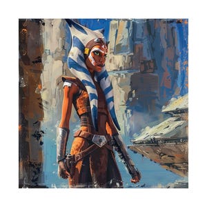 Lámina artística de Ahsoka Tano, póster de ciencia ficción de una Jedi
