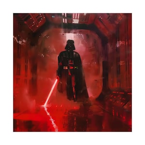 Darth Vader Hallway, Sith, Galactic Empire, Star Wars, Poster, Sci Fi, Starship, Dark Side, Lightsaber, Wall Art, Home Office Prints, Red
