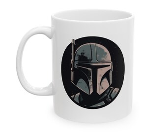 Oskea Concepts Ceramic Mug, Star Wars, Sci Fi, Mandalorian, Bounty Hunter, Coffee mug 11 oz