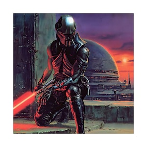 Starkiller, Sith Stalker Armor, Star Wars-Inspired Matte Vertical Posters, Sci-Fi Wall Art, Tatooine, Sunset, Red Lightsaber, Assassin