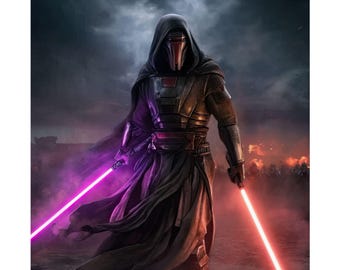 Darth Revan, KOTOR, Star Wars, Mattes vertikales Poster, dunkle Seite, Sci-Fi Kunst, Wanddekoration für Gamer, Jedi, Lichtschwert, Mandalorian, Rüstung