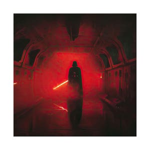 Darth Vader 2, Hallway, Lightsaber, Star Wars, Matte Vertical Poster, Wall Art, Home Decor, Movie Poster, Sci-Fi Decor, Painting, Red